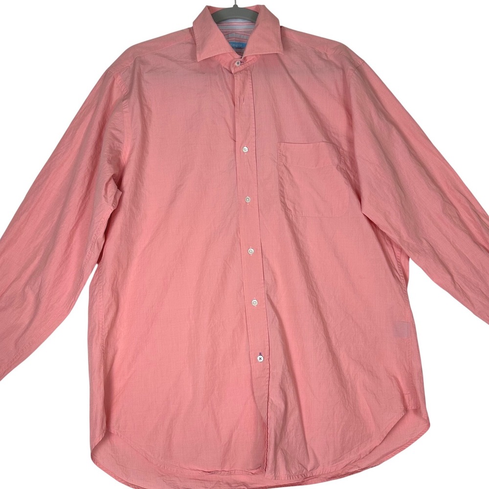 J.McLaughlin‎ Button Down Men's Shirt Coral Size Medium 100% Cotton